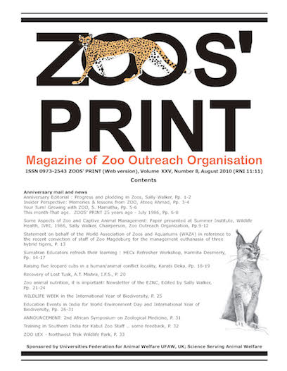 Vol. 25 No. 8 (2010): August | ZOO'S PRINT